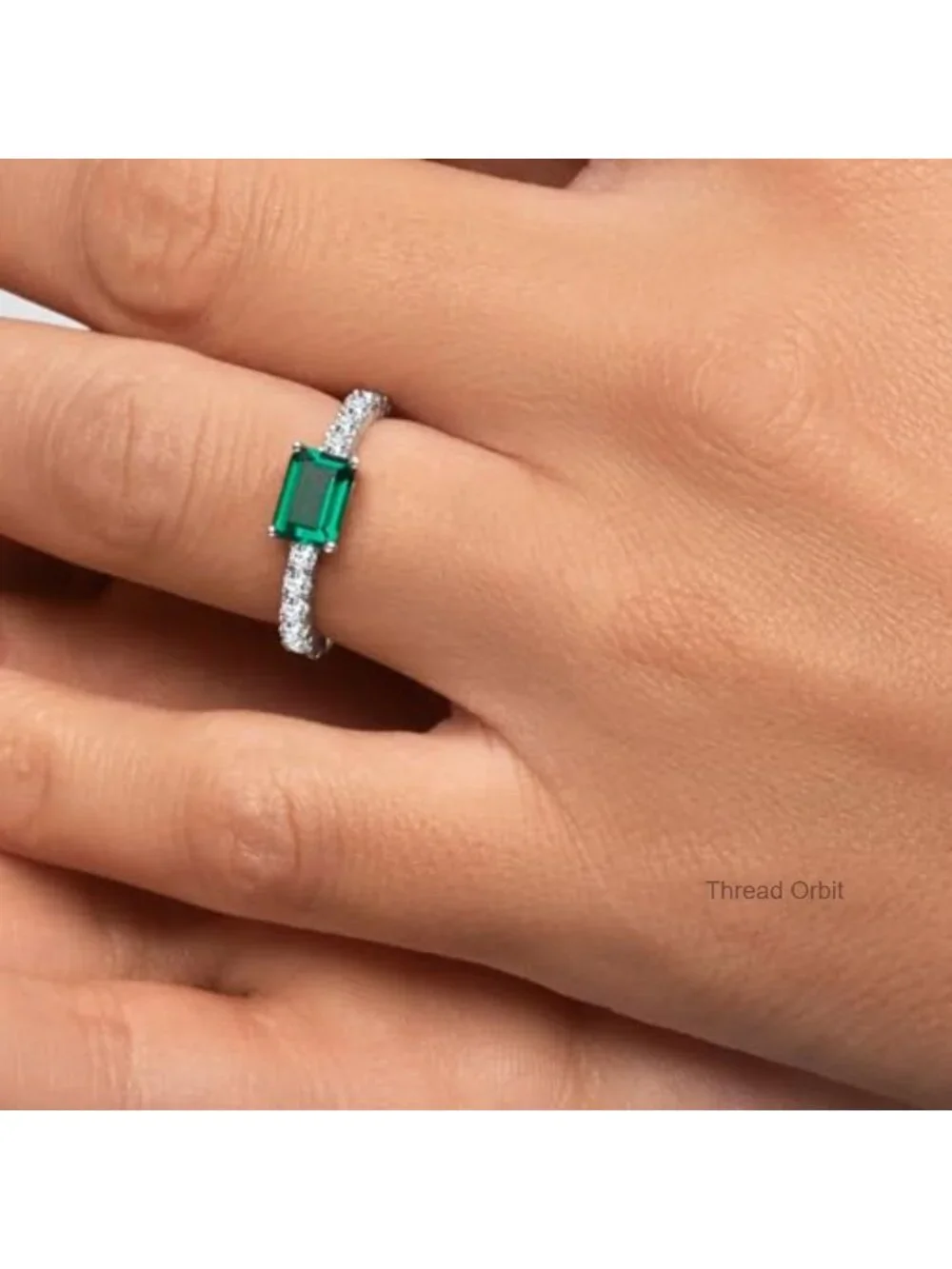 1.75 CTTW Lab Emerald Cut Ring, 18K Gold Plated, Halo Setting, Sizes 4-10,